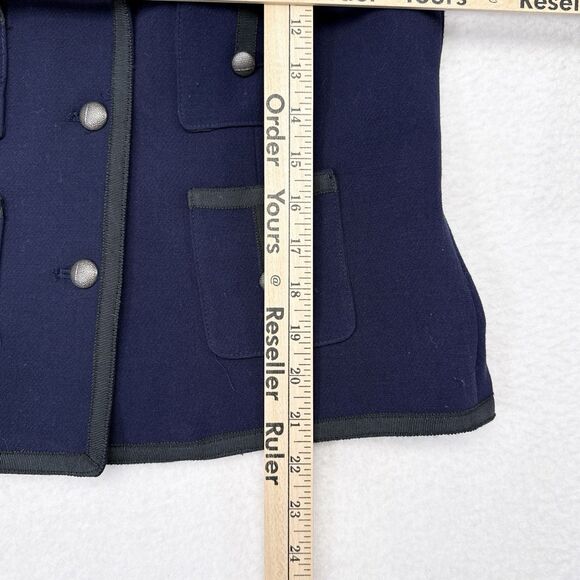 Anthropologie Cartonnier Jacket Size 6 Navy Blue Blazer Military Pockets Career - Picture 11 of 11